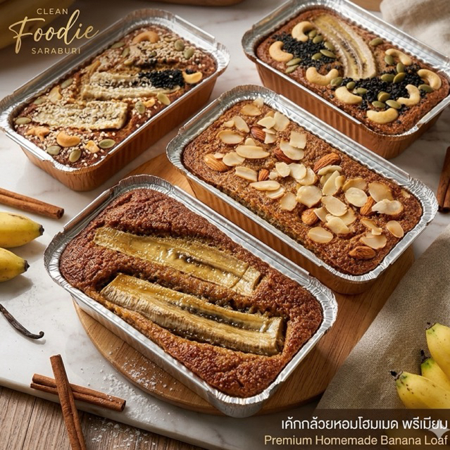 เค้กกล้วยหอมคลีน โลฟใหญ่สุดคุ้ม 1 ปอนด์ • ไร้น้ำตาล ไร้แป้ง ไร้นมและเนย | Banana Loaf เนื้อแน่น