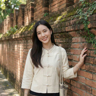เสื้อคอจีนผู้หญิง ไทเขิน กระดุมจีน ทรงสวย สไตล์ล้านนา ใส่สบาย อก 38-44 นิ้ว