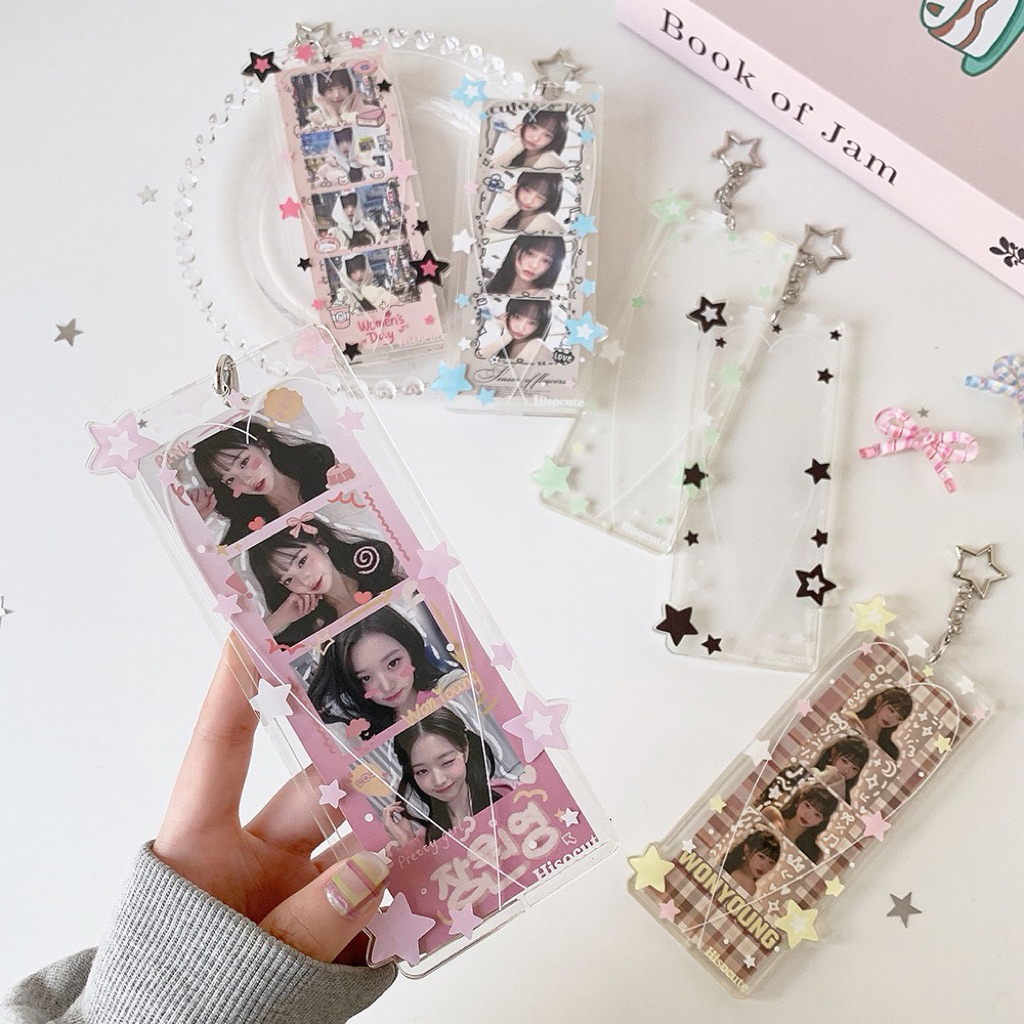 พร้อมส่ง เฟรมใส่โฟโต้เฟรมAcrylic ลายดาว ใส่รูปโฟโต้บูธ PhotoBooth Card Holder พวงกุญแจ (AB) #CD10
