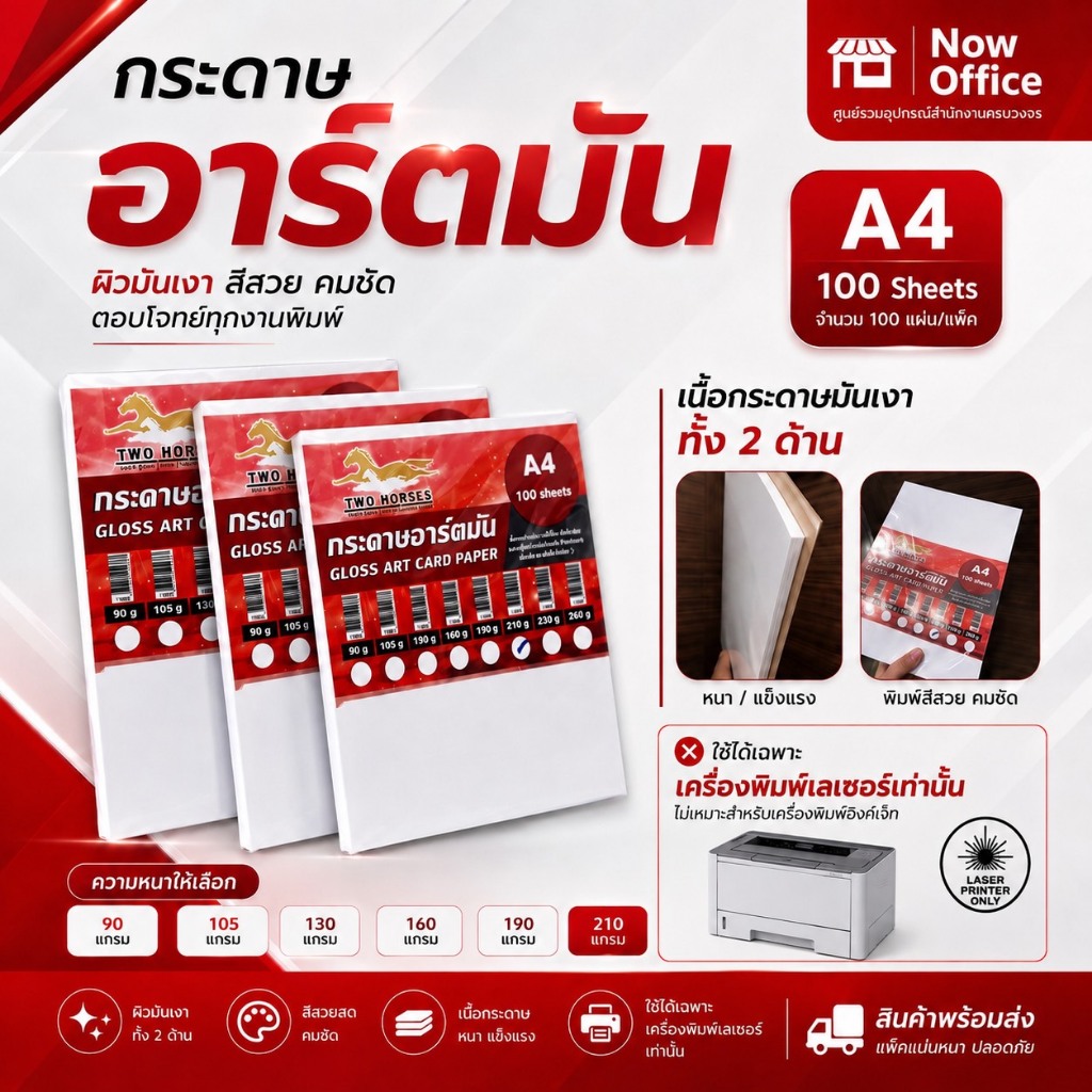 5.5 [มีส่งด่วน]✨100 แผ่น✨กระดาษอาร์ตมัน 2 หน้า ขนาดA4(100 แผ่น)สำหรับเครื่องปริ้นเลเซอร์เท่านั้น