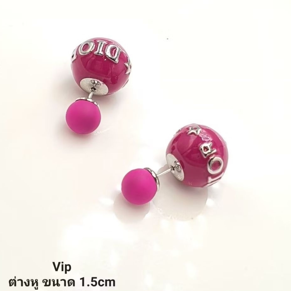 T477 VIP ต่างหูมุกทับหลังชมพูเงิน