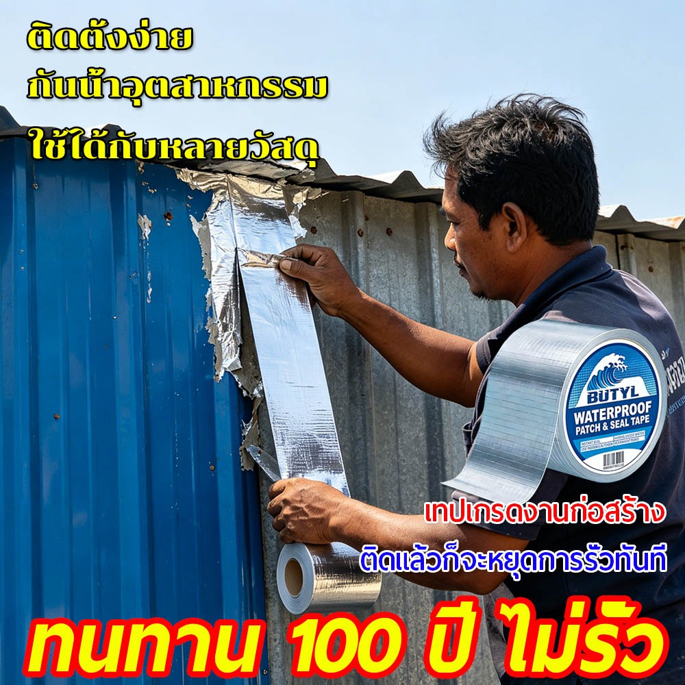 【ใช้ได้ 50 ปี 】 เทปกาวกันน้ำ เทปบิวทิล เทปกาวกันรั่ว กาวอุดรอยรั่ว เทปกาวติดท่อpvc แผ่นแปะหลังคาเทปกาวติดหลังคา