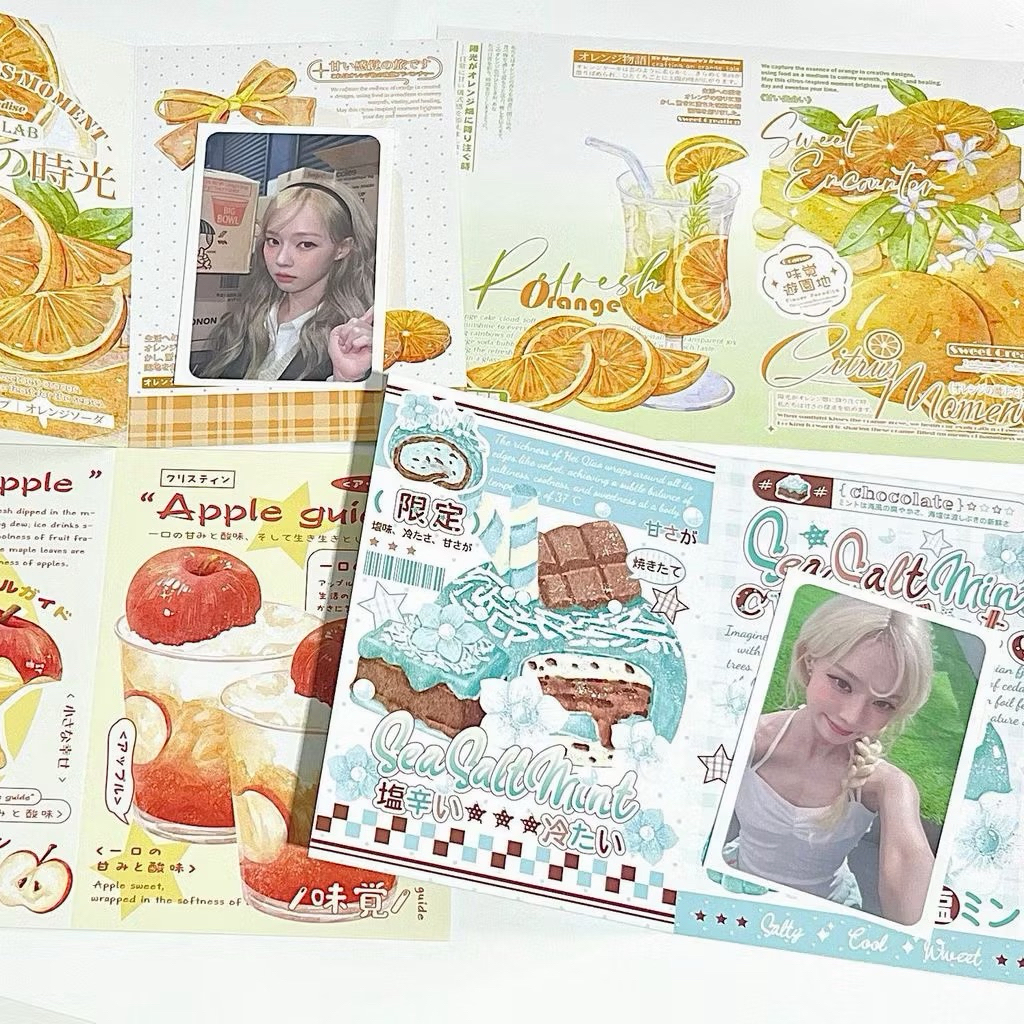 🍊🍎พร้อมส่ง!(new)กระดาษรองการ์ด แพค5ชิ้น คละ3ลาย แอปเปิ้ล ส้ม มิ้นช็อค 20*14cm