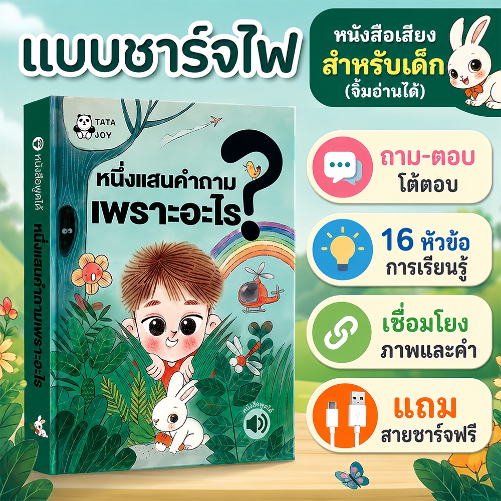 ส่งจากไทย หนังสือของเล่น หนังสือพูดได้  มีเสียง USB ชาร์จได้ 16 หมวดความรู้ ของเล่นเพื่อการศึกษา