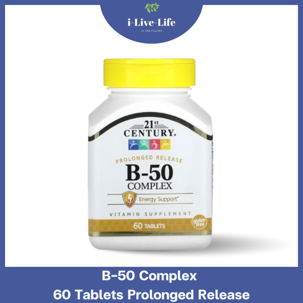 วิตามินบีรวม B-50 Complex Prolonged Release 60 Tablets - 21st Century