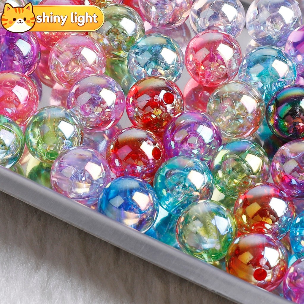 ลูกปัดอะครีลิค AB สีรุ้ง 6 8 10 มม. เว้นระยะ สำหรับ DIY สร้อยข้อมือ สร้อยคอ ต่างหู พวงกุญแจ งานแฮนด์เมด