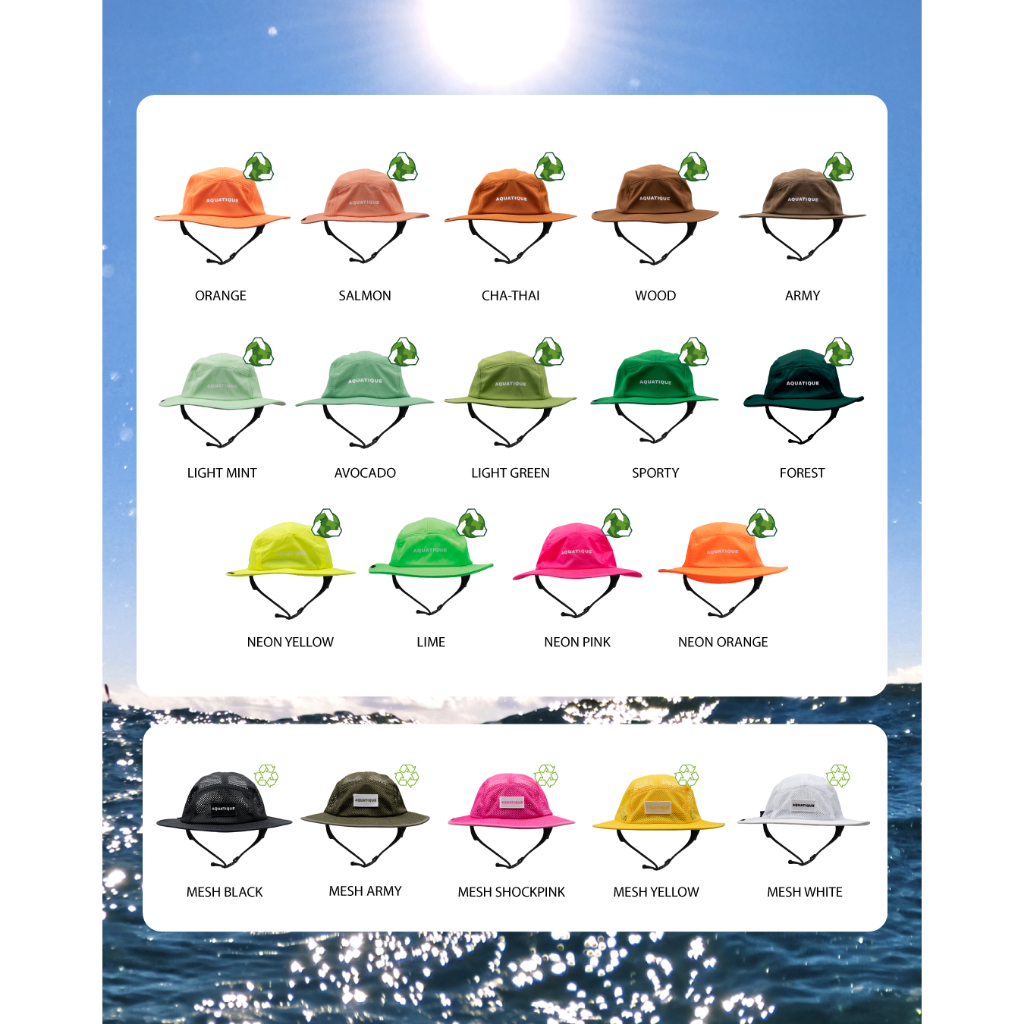 ((New Color)) Aquatique Bucket Hat หมวกบั๊คเก็ตดำน้ำ เซิร์ฟ เดินป่า แคมป์ปิ้ง กันแดดกันยูวี