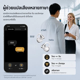 Edifier Comfo Bass หูฟังไร้สาย Open Ear Clip On เบสหนัก Bluetooth 6.1 AI Translation คุยชัด ดีเลย์ต่ำ IP55