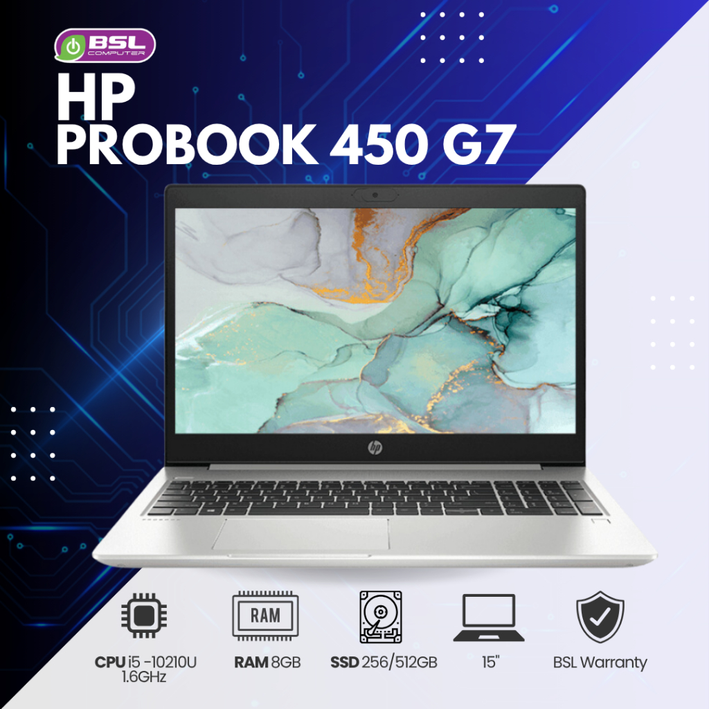พร้อมส่ง HP ProBook 450 G7 i5 gen 10 / 8GB / 512GB หน้าจอ 15.6 นิ้ว Numpad USED Laptop โน๊ตบุ๊คมือสอ
