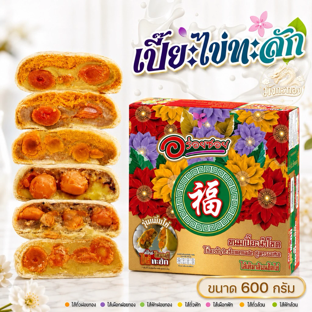 [ส่งด่วน]อร่อยซอย 8 รุ่นไข่ทะลักหนัก 500 กรัม ไข่ 5 ฟอง ขนมของขวัญของฝาก