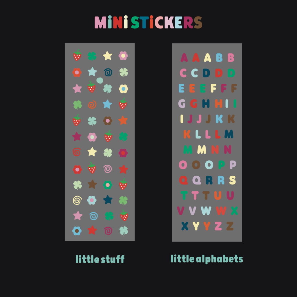 tiny stickers สติกเกอร์จิ๋วแผ่นใสขุ่น ลอกแล้วไม่เป็นคราบกาว