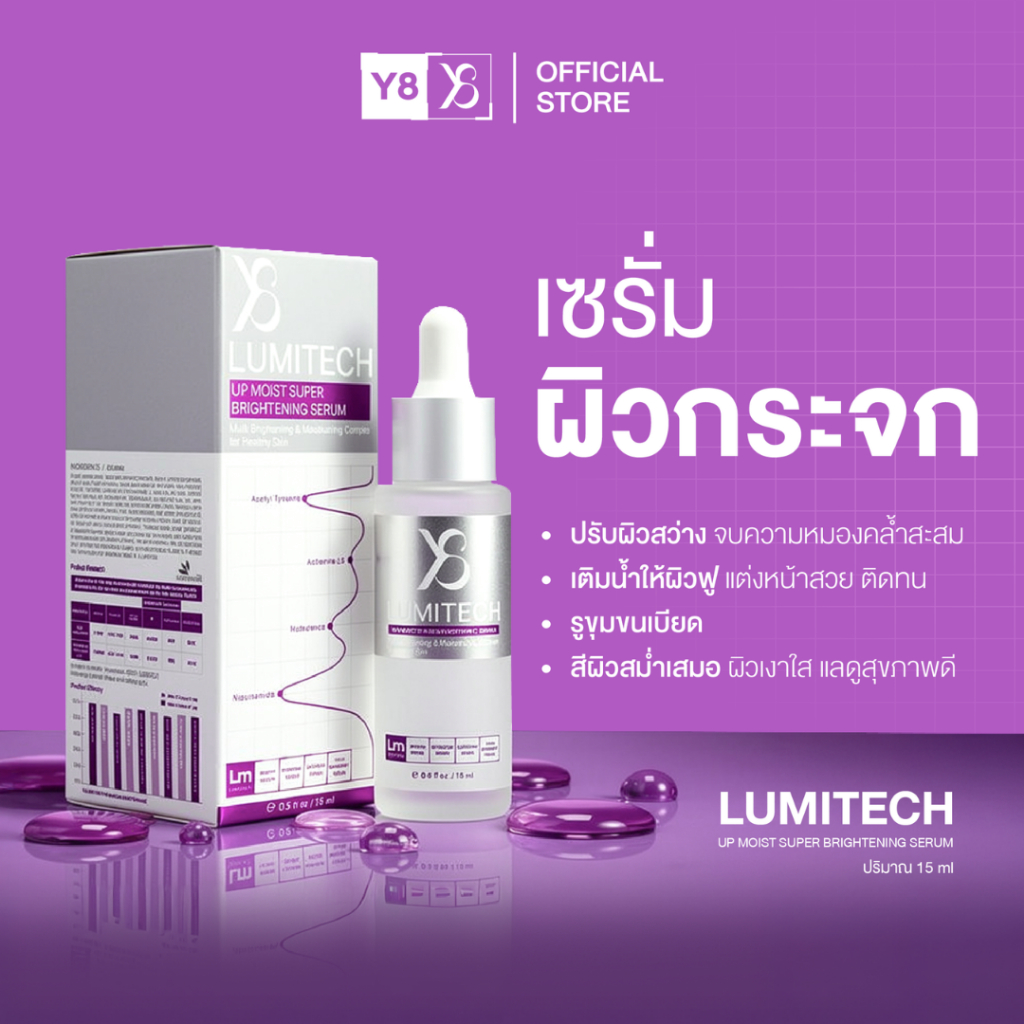 Y8 LUMITECH เซรั่มลูมิเทค 10.1 (15 ml.) เซรั่มสูตรเข้มข้น ผิวกระจ่างใส ลดริ้วรอยจุดด่างดำ ลดรอยสิว