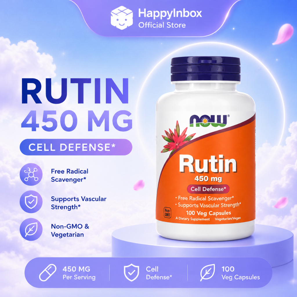 NOW Rutin 450 mg ดูแลหลอดเลือด เสริมความแข็งแรงของร่างกาย (100 แคปซูลวีแกน)