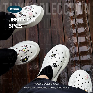 Tawii. ออกแบบแมวน่ารัก Jibbitz รองเท้าอุปกรณ์เสริม 5pcs Set