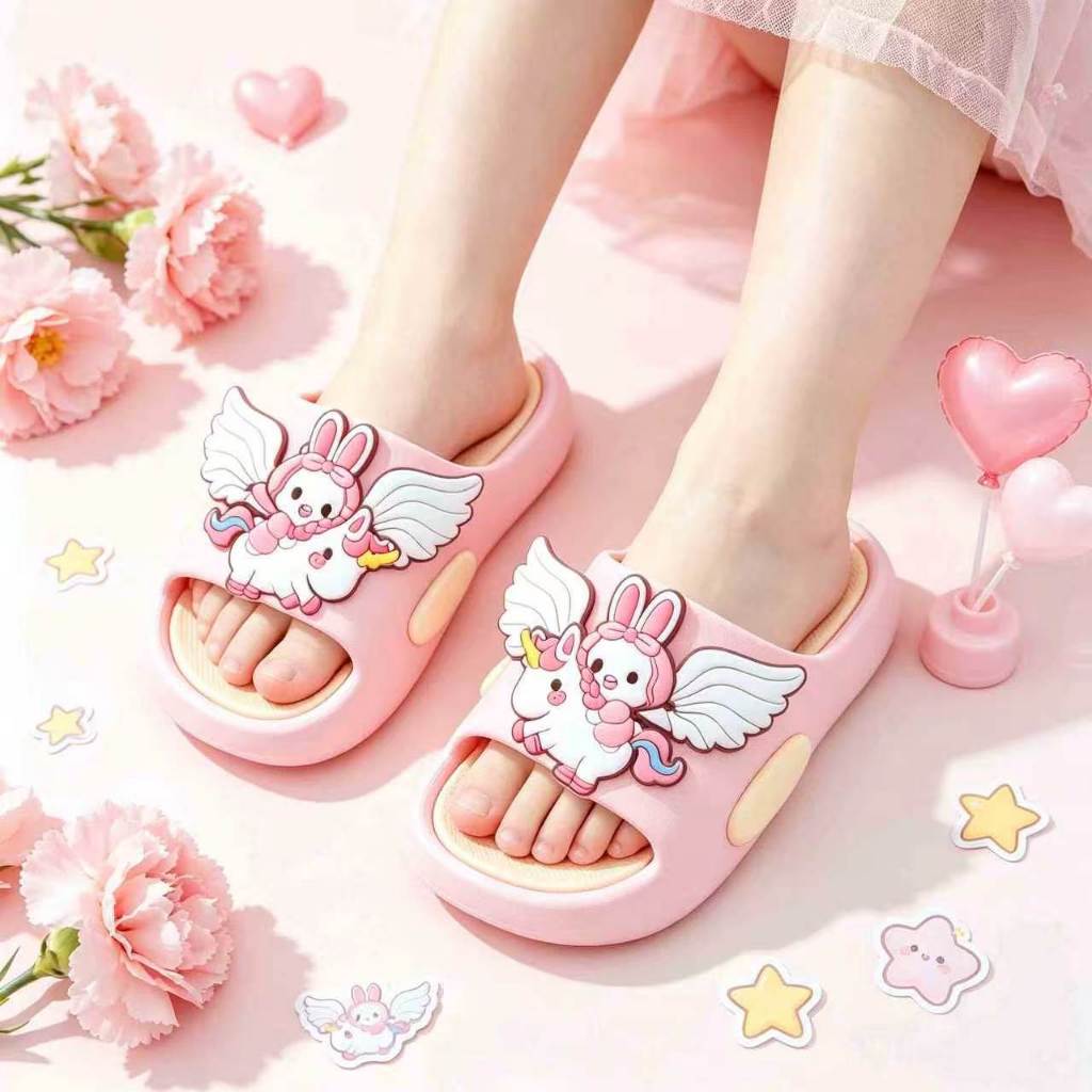🦄WALK WELL🎁รองเท้าแตะเด็กหญิงฮิต! ลายกระต่ายยูนิคอร์นน่ารัก น้ำหนักเบา เด็กชอบมาก