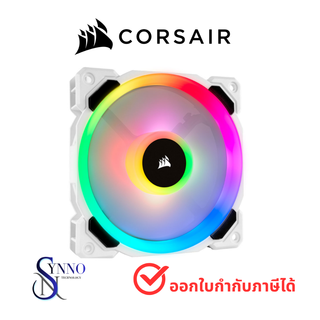 พัดลมเคส CASE FAN Corsair LL120 RGB, 120mm RGB LED Fan, Triple Pack with Lighting Node PRO- White