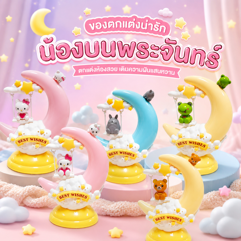โคมไฟพระจันทร์  มินิมอล โคมไฟหัวเตียง ของตกแต่งห้องนอน น่ารัก