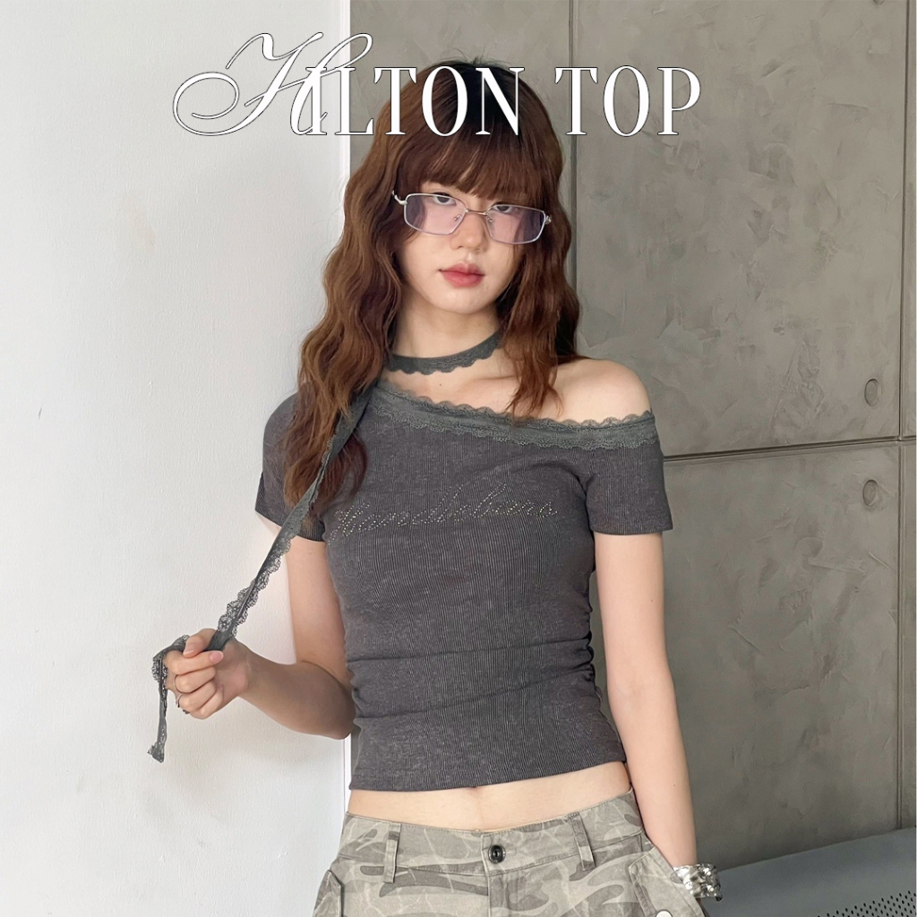 Choosedress A2017 Hilton Top เสื้อยืดแขนสั้น ดีเทลผูกคอ