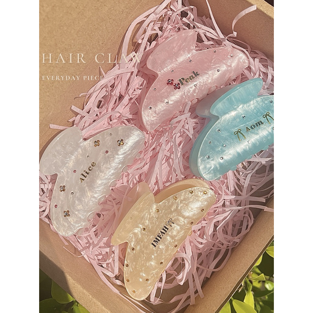 กิ๊บหนีบผมสลักชื่อ🎀พร้อมส่งภายใน1วัน🎀 มีกล่อง+การ์ด*อ่านก่อนสั่งนะคะ*