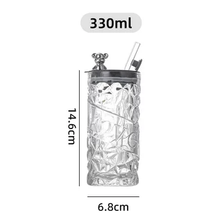 ปลีก/ส่ง แก้วน้ำทรงเพชร หรูหรา กระบอกน้ำมีฝาปิดพร้อมหลอด เลือกสีได้ 330ML