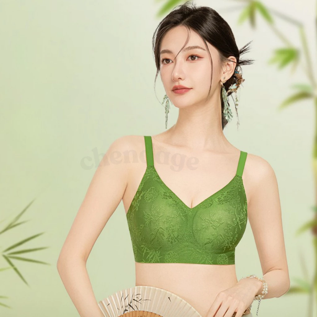 บราไร้โครงฝ้ายลายไผ่ B-181 ยกกระชับ ป้องกันการหย่อนคล้อย ไร้ตะเข็บ นุ่มสบาย ใส่ได้ทุกโอกาส สินค้าส่งจากไทย