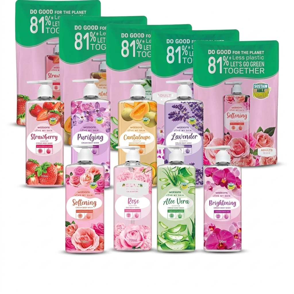 ครีมอาบน้ำ วัตสัน watsons body wash ขนาด 650-700-1000 มล. (ขวดปั๊ม-รีฟิลเลือกขนาดด้านใน)