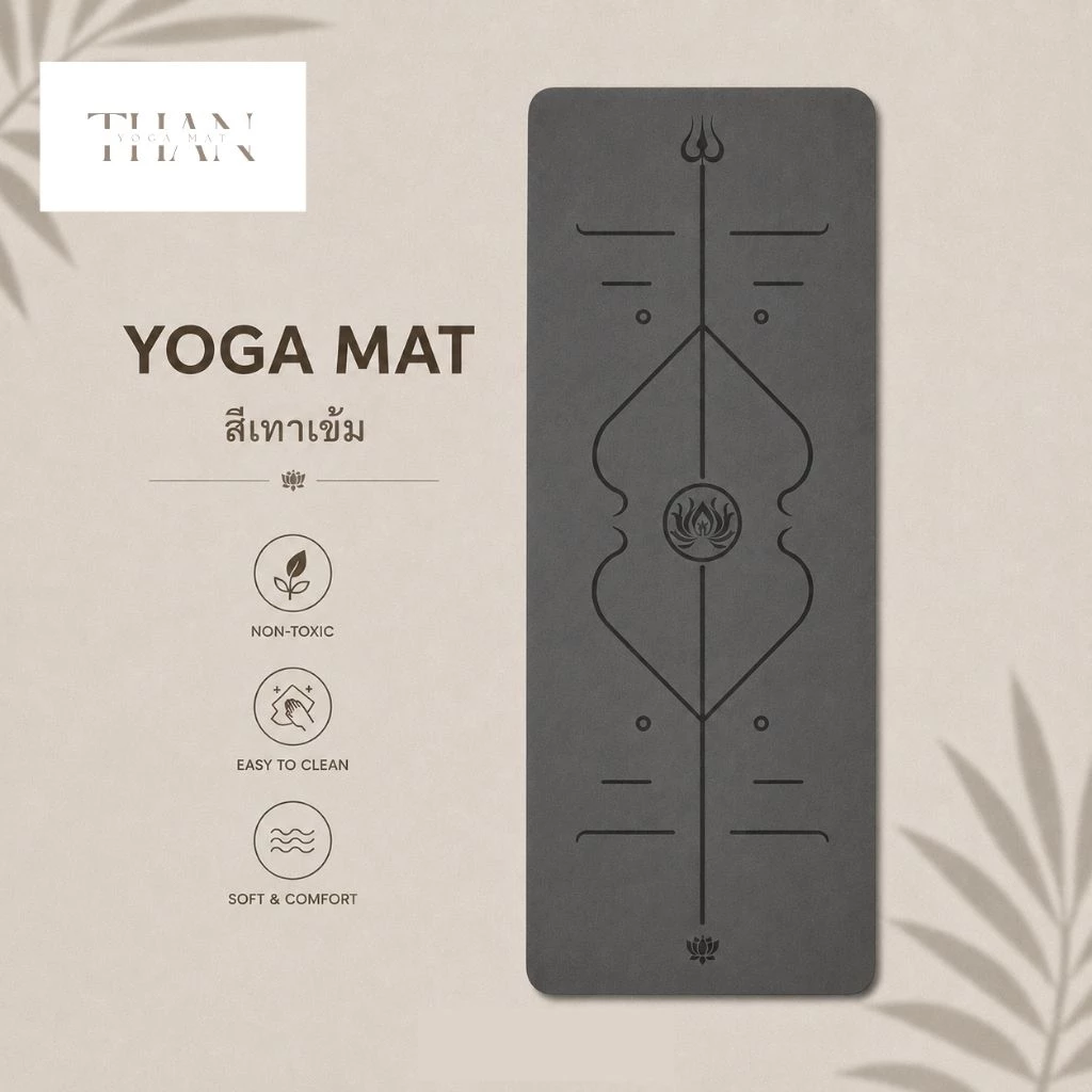 THAN yoga เสื่อโยคะ PU ยางพารา Pilates 5mm กันลื่น thumbnail 9