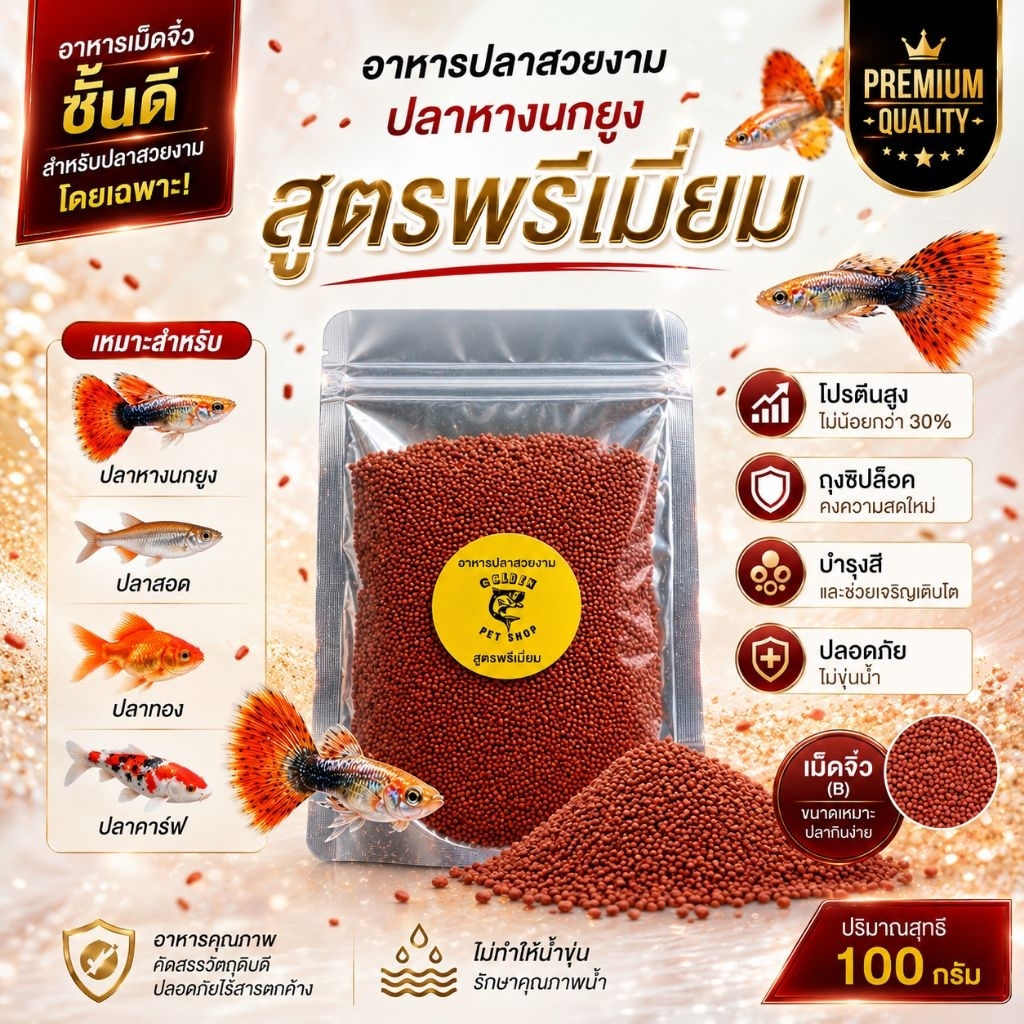 อาหารปลาหางนกยุง ปลาสอด ปลาสวยงาม สูตรพรีเมี่ยม ราคาถูก 100g.