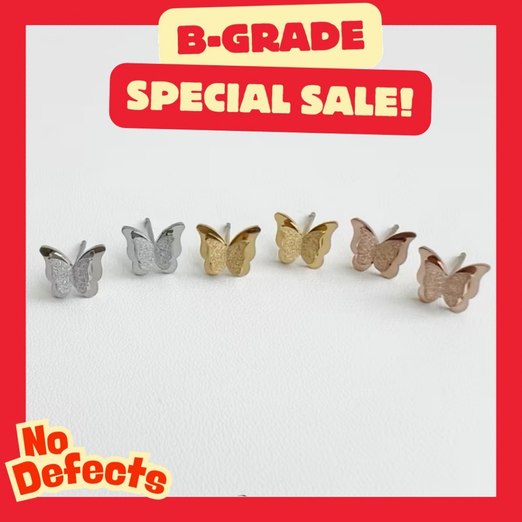 {B-Grade} Orachat | Iris butterfly 14k earrings. (ต่างหูตัวเรือนสแตนเลส)
