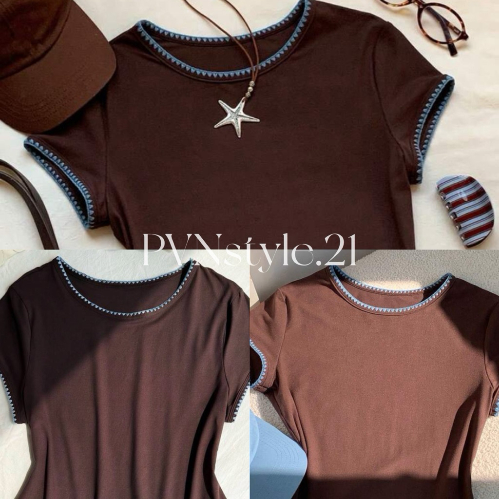 เสื้อยืดสาวอวบ คอกลมแขนสั้นผ้ายืดทรงสลิม อก 36-54