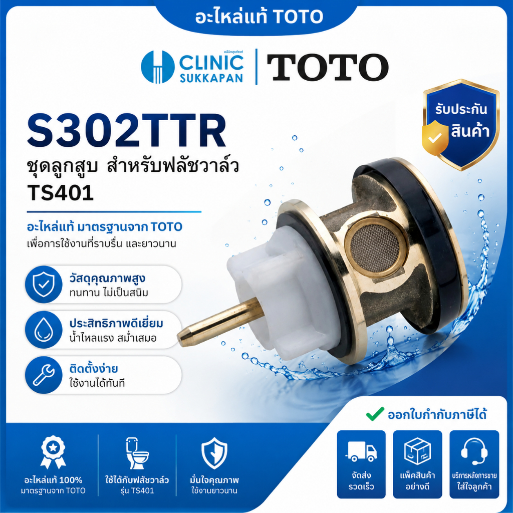 TOTO  S302TTR ชุดลูกสูบ สำหรับฟลัชวาล์ว TS401