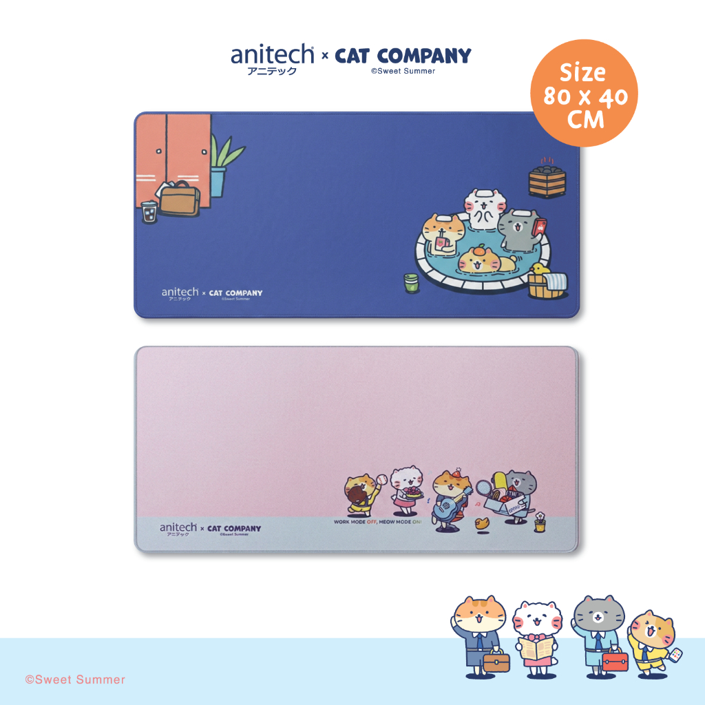 สวีทซัมเมอร์ : แผ่นรองเมาส์แบบยาว Cat Company x Anitech ทั้งหมด 3 สี
