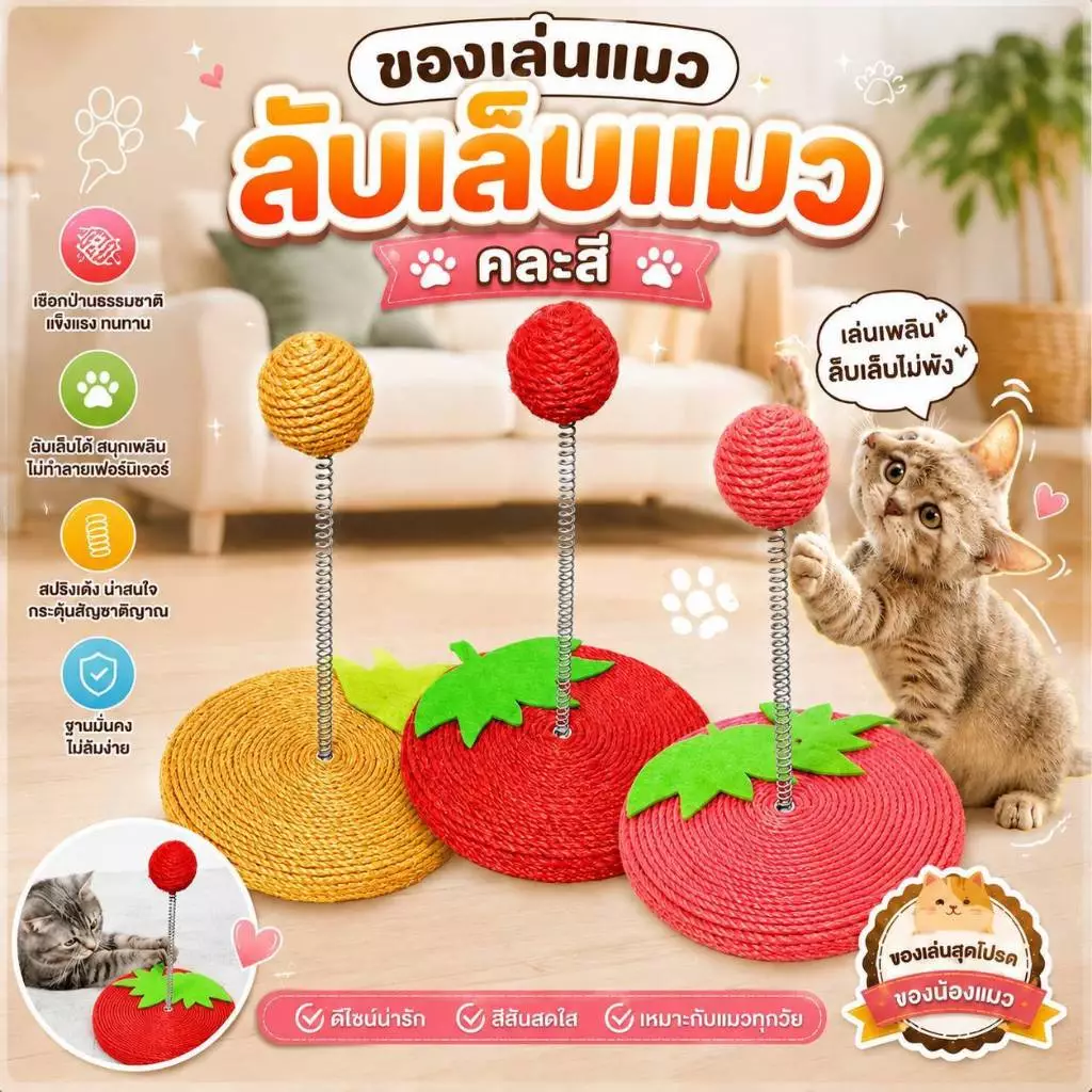 Boqi Factory ของเล่นแมว ที่ลับเล็บสำหรับแมว ที่ฝนเล็บแมว ที่ข่วนเล็บแมว สินค้าน่ารัก สีสันสดใส มีราคาส่ง WPS144 thumbnail 6
