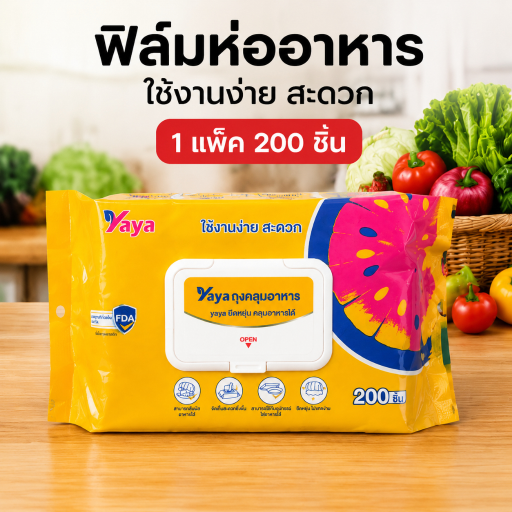 พลาสติกห่ออาหาร 200ชิ้น/แพ็ค – สำหรับห่อผลไม้ อาหารสด แช่ตู้เย็นได้