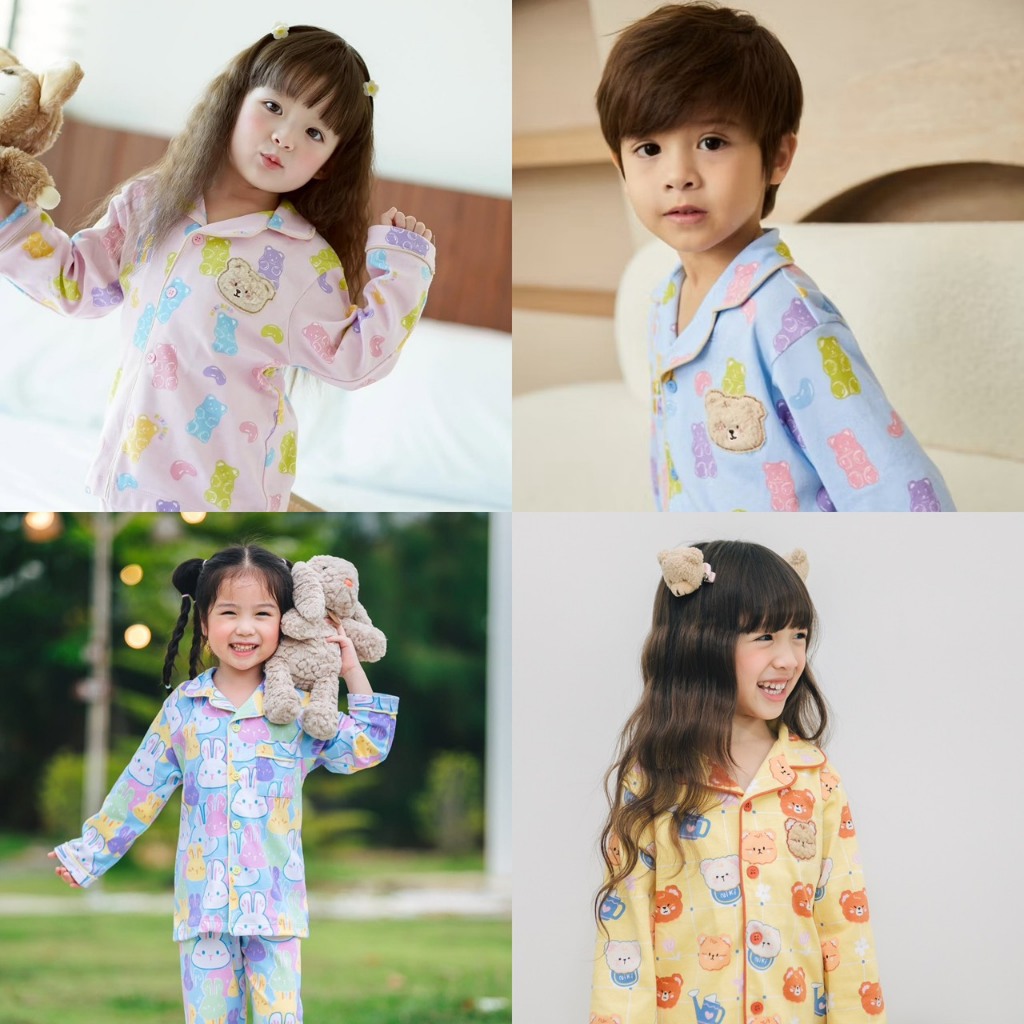 NIKI BEBE รุ่น Gummy / Bear / Bunny เซ็ตชุดนอนเด็ก ผ้า Cotton Interlock แท้ 100% ผ้านุ่ม ใส่สบาย ระบายอากาศได้ดี