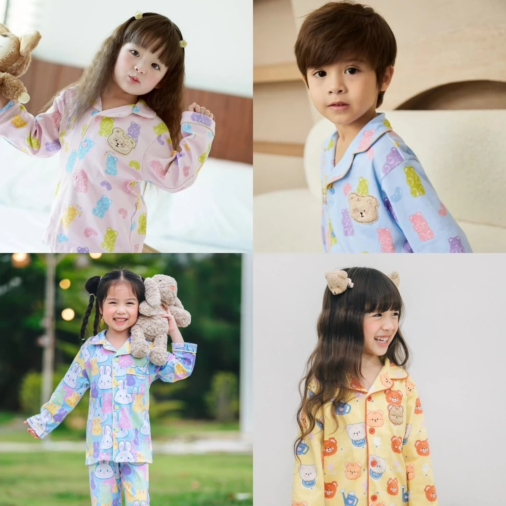 NIKI BEBE รุ่น Gummy / Bear / Bunny เซ็ตชุดนอนเด็ก ผ้า Cotton Interlock แท้ 100% ผ้านุ่ม ใส่สบาย ระบายอากาศได้ดี