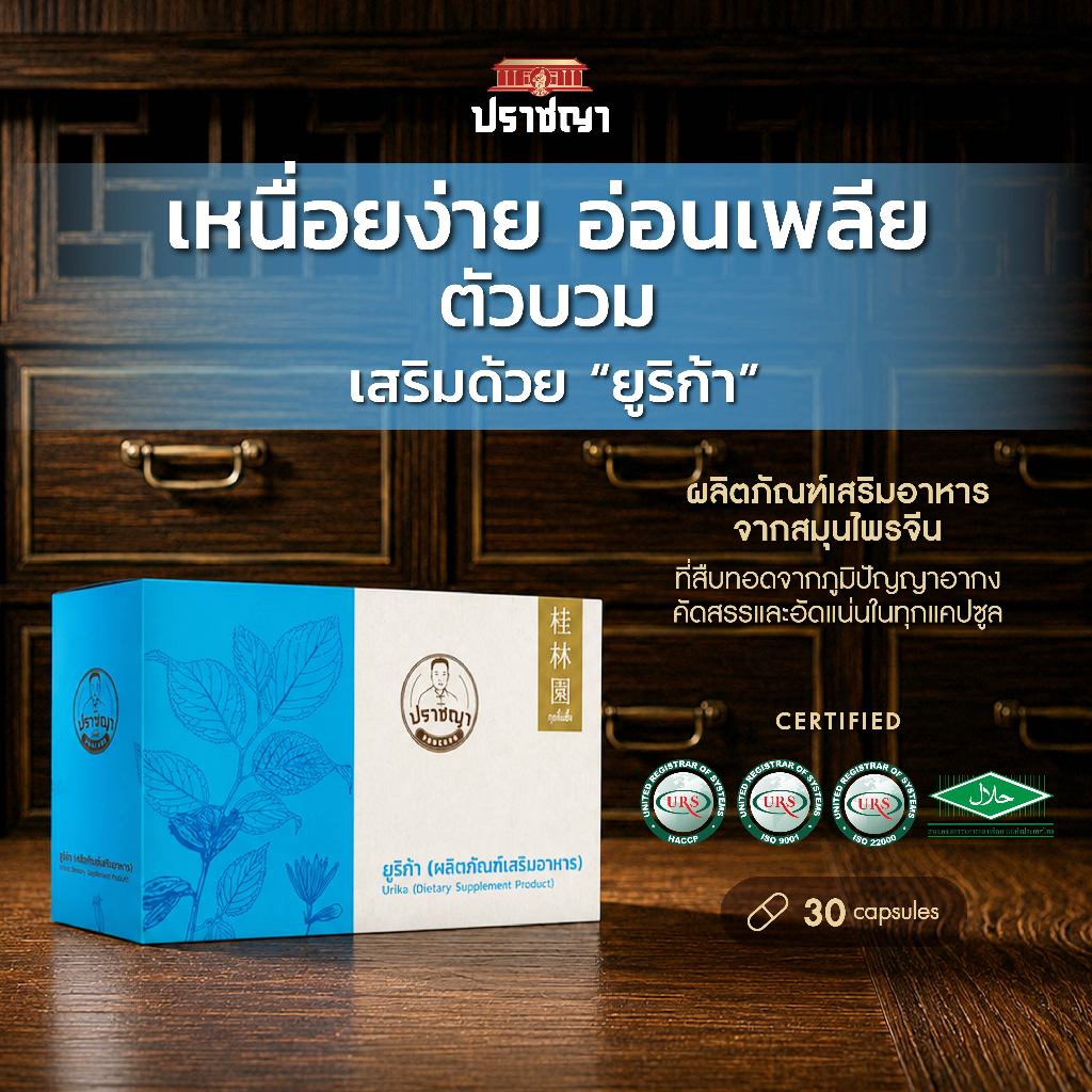 ปราชญา ยูริก้า Urika อาหารเสริมดูแลสมดุลร่างกาย สำหรับคนรักสุขภาพและพักผ่อนน้อย 30แคปซูล