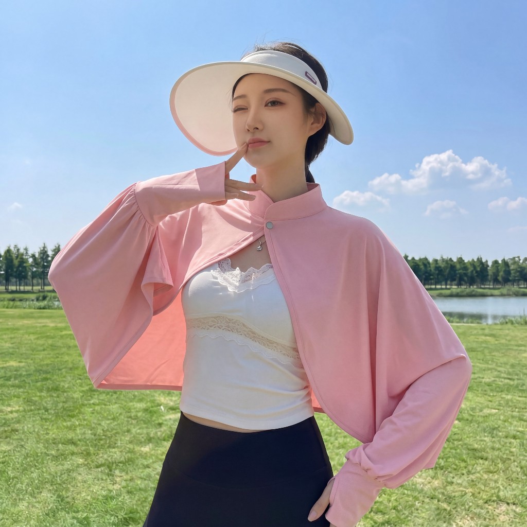 ไอเทมลับหน้าร้อน เสื้อแจ็คเก็ตผ้าคลุม UPF50+ ป้องกันรังสี UV เสื้อคลุมไหล่ขับมอไซค์ มีรูสอดนิ้ว พร้อมส่ง