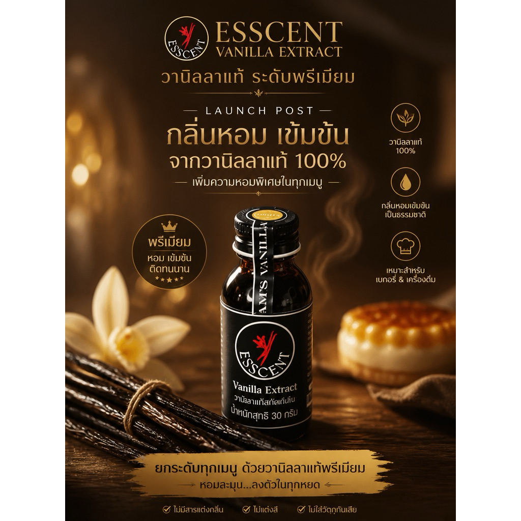 วานิลาสกัดกลิ่น30gEco Size Best Seller!-เคล็ดลับที่บาร์เทนเดอร์ไม่เคยบอกเรา หอมทะลุขวด 30 กรัม(Vanilla Extracts 30g)
