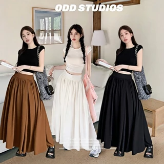 ฝรั่งเศส3 สี ยาวพิเศษ กระโปรง กระโปรงทรงเอ เอวสูง หลวม ความทิ้งตัว การทำตัวให้ผอม ย้อนยุค บุคลิกภาพ สง่างาม มีรสนิยม คะ