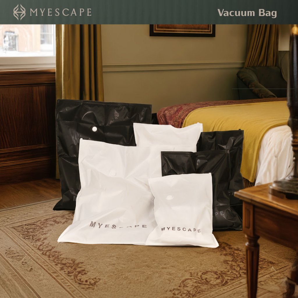 MYESCAPE VACUUM BAG ถุงแพ็คสูญญากาศผ้าแคนวาสแบบจุกวาล์ว สำหรับเก็บเสื้อโค้ทจัดกระเป๋าเดินทาง (เฉพาะถุงสูญญากาศ)