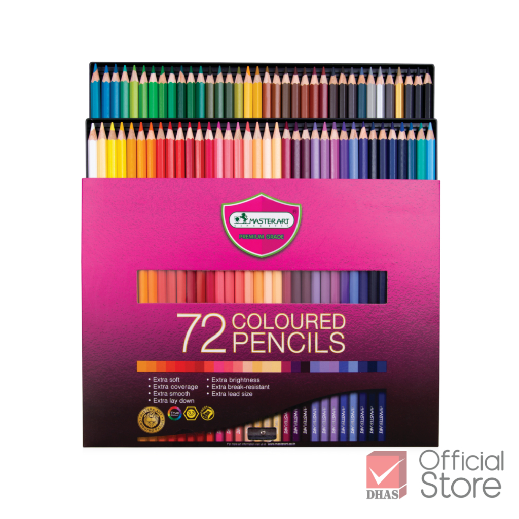 Master Art สีไม้ 72 สี รุ่นใหม่ (แท่งยาว) ระบายนุ่ม - 1 กล่อง