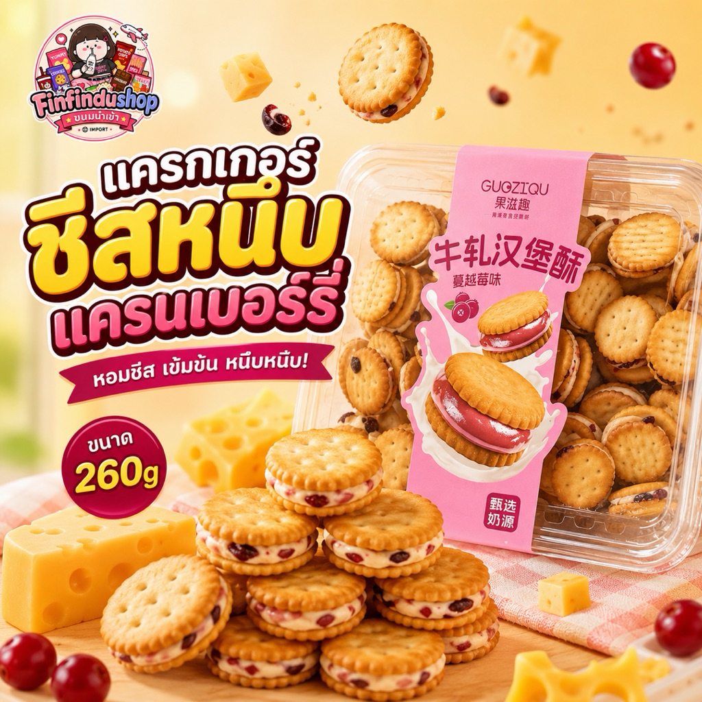 แครกเกอร์ชีสหนึบแครนเบอรี่ 260g.