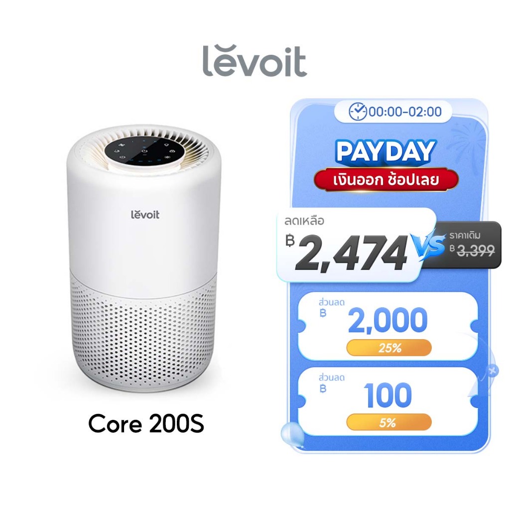 [สินค้าพร้อมส่ง] Levoit Core 200S Air Purifier App PM2.5 เครื่องฟอกอากาศ levoit 200s กรองอากาศ ประกัน 2 ปี
