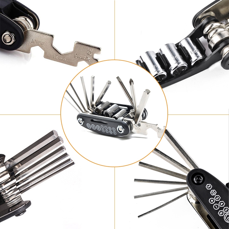 ชุดเครื่องมือซ่อมจักรยาน 16 IN 1 แบบพกพา Bike Repair Tool Kit ชุดประแจและไขควง