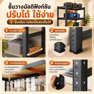 ชั้นวางของชั้นเหล็ก สแตนเลส+ไม้ 3/4/5/6 ชั้น แข็งแรงมากชั้นเหล็กวางสินค้า แข็งแรง ชั้นเก็บอุปกรณ์ ความสูงสามารถปรับได้แ