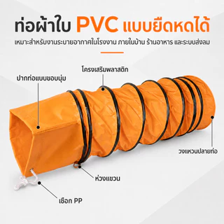 สายยางลมเสริมแรงด้วยผ้าหุ้มยาง ขนาด 8-16 นิ้ว ยาว 5 เมตร เหมาะสำหรับพัดลมอุตสาหกรรมและปั๊มลม