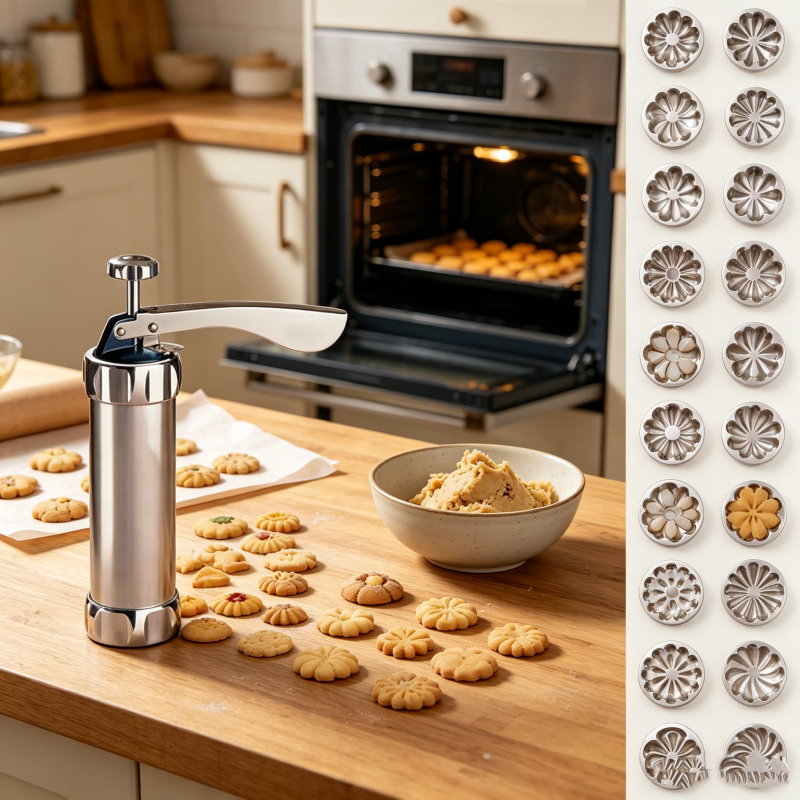 ชุดเครื่องกดคุกกี้ Cookie Press มีหัวกด20ลาย หัวบีบ4แบบ ทำคุกกี้และตกแต่งเค้กได้หลากรูป