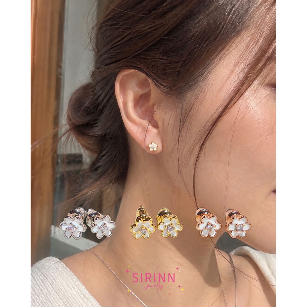 Petal Bloom 🌸 ต่างหูดอกไม้ แบบ Stud ก้านเงิน แพ้ง่ายใส่ได้ Nickel Free