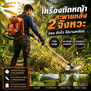 REAIM เครื่องตัดหญ้า 2 จังหวะ เครื่องตัดหญ้ากระเป๋าเป้สะพายหลังรับประกัน 5 ปี